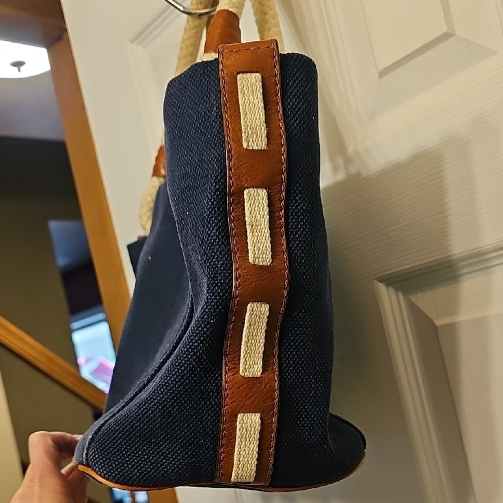 Michael Kors Navy Canvas Tote with Cream Rope Handles and Gold-Tone Hardware - Picture 5 of 10